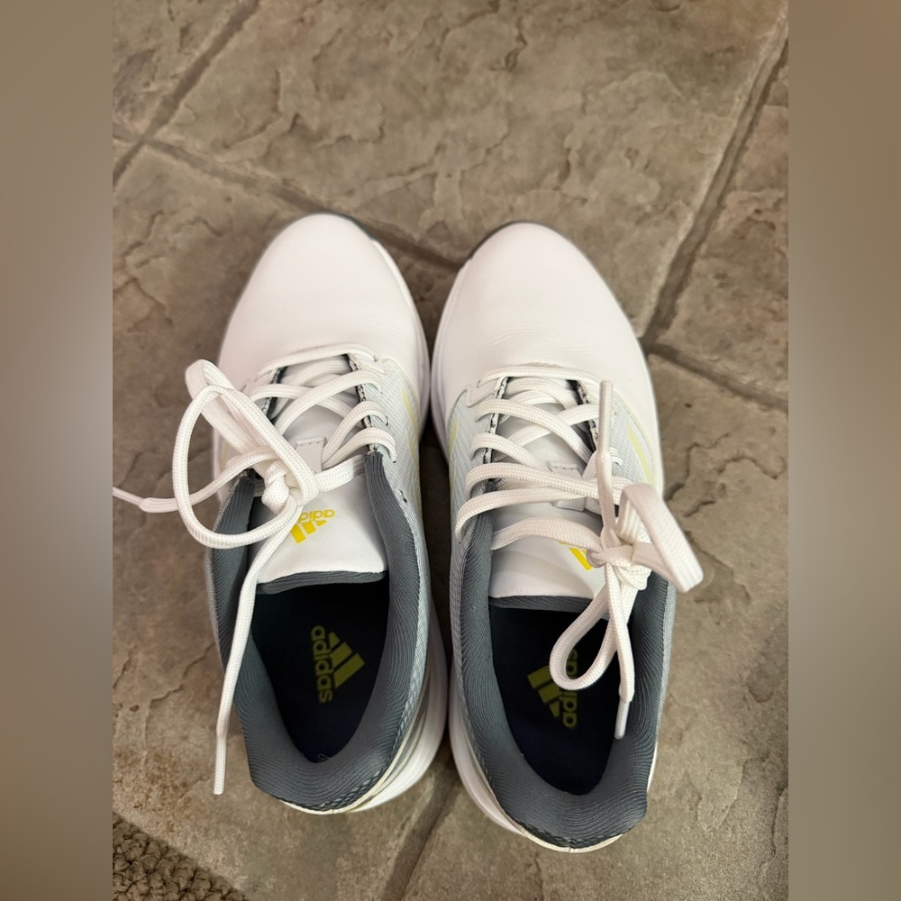 Adidas Junior Golf Shoes, JR ZG 21, FW5642, US size 4, White, gray, yellow